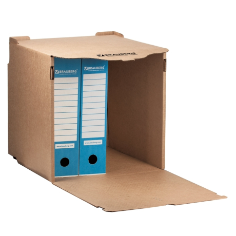 Нарушена упаковка!  <199255> Короб архивный (330х310х340 мм) фронтальная загрузка для регистраторов/накопителей, липучка, гофрокартон, BRAUBERG, 122033 (122033)