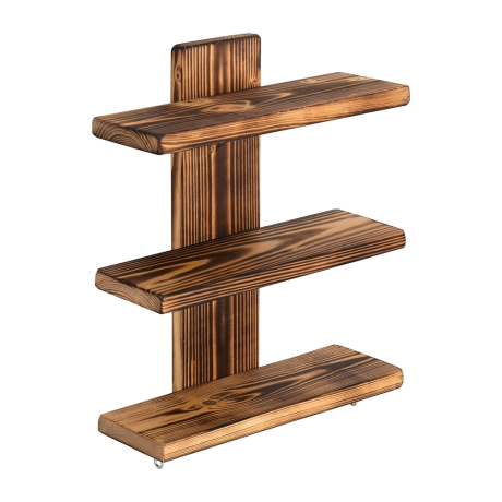 Нарушена упаковка! <387926> Полка настенная, трёхъярусная, 40х28х12 см, обожжённая сосна "Банные штучки" в кор./2 33160