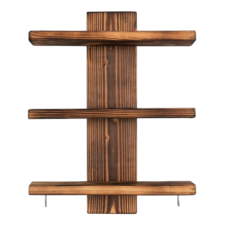 Нарушена упаковка! <387926> Полка настенная, трёхъярусная, 40х28х12 см, обожжённая сосна "Банные штучки" в кор./2 33160