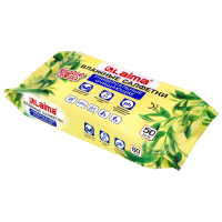 Нарушена упаковка!  <200389> Салфетки влажные 50 шт., УНИВЕРСАЛЬНЫЕ, очищающие для всей семьи, экстракт зеленого чая, LAIMA,128077 (128077)