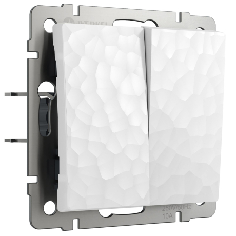 Выключатель проходной двухклавишный без рамки Werkel Hammer белый W1222001