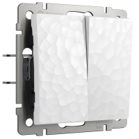 Выключатель проходной двухклавишный без рамки Werkel Hammer белый W1222001