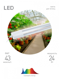 Светильник для растений, фитолампа светодиодная линейная ЭРА FITO-24W-Ra90-N полного спектра 24 Вт Б0061422