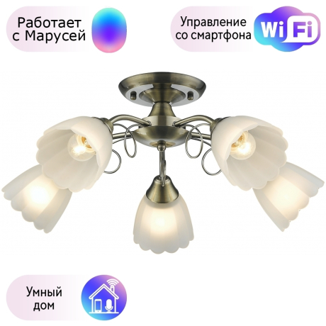 Потолочная люстра Velante с поддержкой Маруся 708-507-05-М 