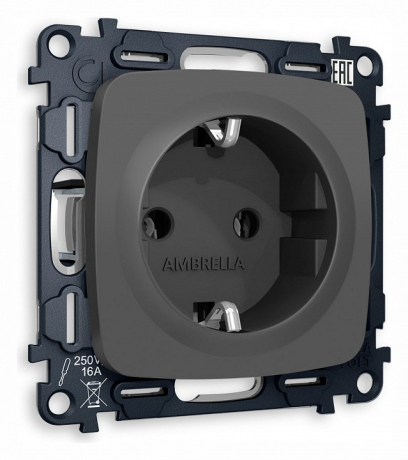 Розетка с заземлением, без рамки Ambrella Volt OMEGA MO906010