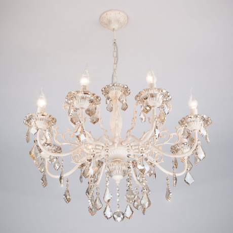 Подвесная люстра Eurosvet Elisha 3281/8 белый с золотом/тонированный хрусталь Strotskis 