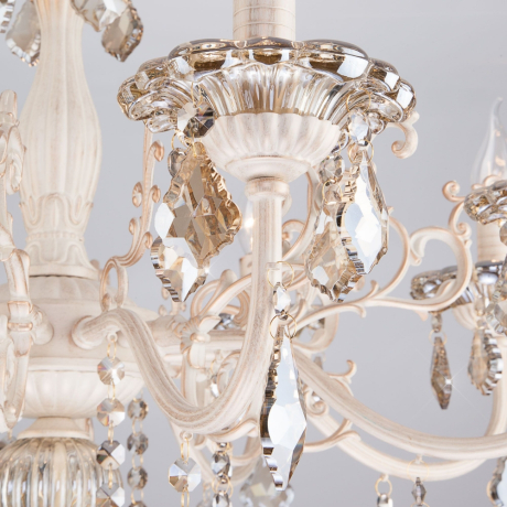 Подвесная люстра Eurosvet Elisha 3281/8 белый с золотом/тонированный хрусталь Strotskis 