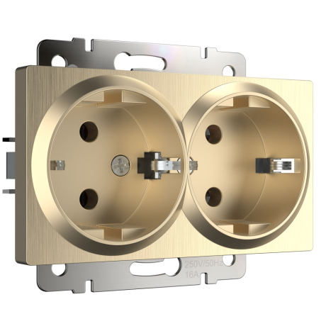 Розетка двойная с заземлением, без рамки Werkel шампань рифленый W1172010