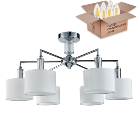 Потолочная люстра с лампочками Favourite Laciness 2611-6P+Lamps E14 Свеча 