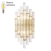 Светильник настенный с лампочками CRYSTAL LUX Saragosa AP2 Brass/Transparente+Lamps