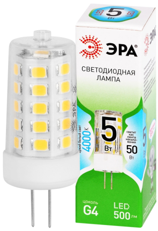 Лампочка светодиодная ЭРА GREEN LINE LED G4-JC-5W-840-12V GL G4 5Вт капсула яркий белый свет Б0067173 