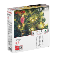 Нарушена упаковка!  <295967> 10м. Электрогирлянда ''Нить'' с контроллером (теплый) 100LED IP20 Vegas 55062