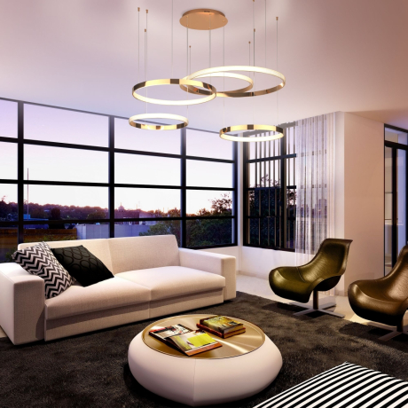 Подвесная светодиодная люстра Eurosvet Kink с пультом управления 90175/5 медный 160W a045415 