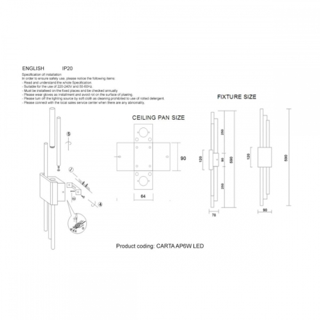 Настенный светодиодный светильник Crystal Lux CARTA AP6W LED WHITE/CHROME 