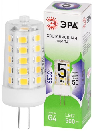 Лампочка светодиодная ЭРА GREEN LINE LED G4-JC-5W-865-12V GL G4 5Вт капсула холодный свет Б0067146 