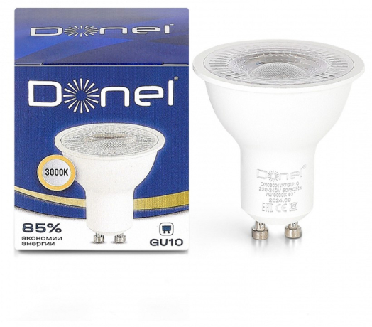 Лампа светодиодная Donel DN03 GU10 7Вт 3000K DN03001W7GU10 
