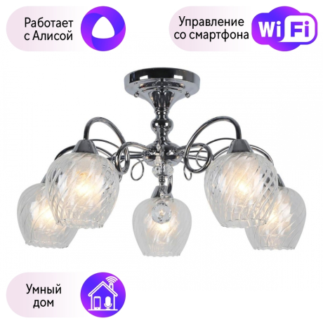 Люстра с поддержкой Алисы потолочная Omnilux OML-53607-05-A 