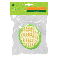 Нарушена упаковка!  <296856> Мочалка из сизаля, объемная, овальная с хлопком, 10х12х5 см, 4 цвета ''Банные штучки'' /20