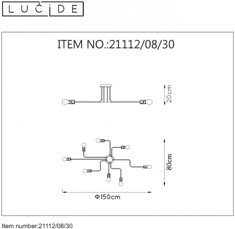 21112/08/30 Люстра потолочная Lucide Lester 