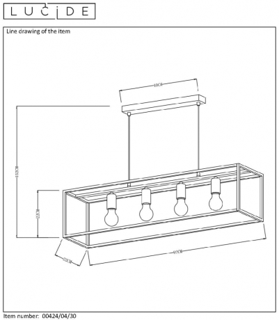 Подвесной светильник Lucide Ruben 00424/04/30 