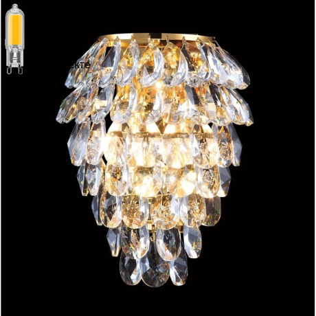 Бра с лампочками CRYSTAL LUX CHARME AP3 GOLD/TRANSPARENT+Lamps 