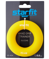 Нарушена упаковка!  <382151> Эспандер кистевой ES-404 "Кольцо", диаметр 8,8 см, 15 кг, силикогель, желтый 4680459120748