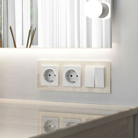 Выключатель проходной двухклавишный с подсветкой без рамки Werkel белый матовый W1122161 