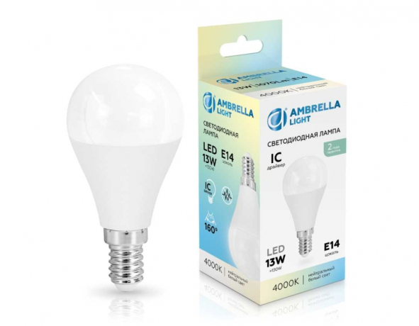 Лампа светодиодная Ambrella Light G45 E14 13Вт 4000K 451314 