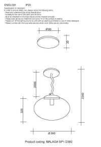 Подвесной светильник с лампочкой CRYSTAL LUX Malaga SP1 D360 Cooper+Lamps