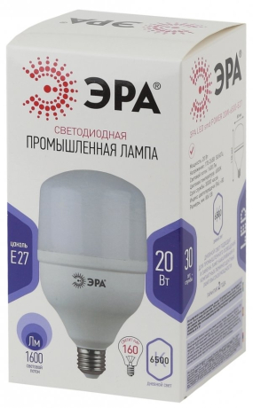 Лампа светодиодная ЭРА E27 20W 6500K матовая LED POWER T80-20W-6500-E27 Б0027011 