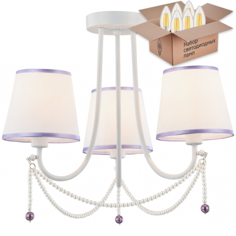 Потолочная люстра с лампочками Velante 314-007-03+Lamps E14 Свеча 