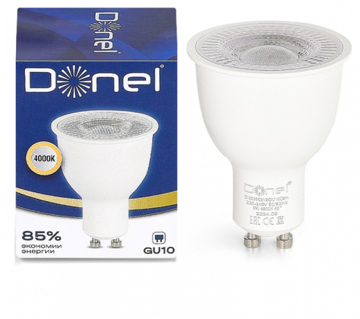Лампа светодиодная Donel DN03 GU10 9Вт 4000K DN03003N9GU10Dim 
