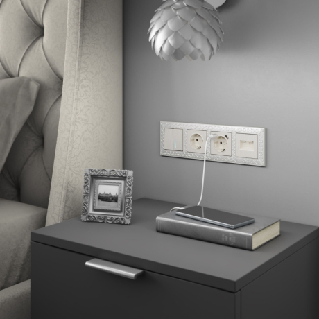 Накладка для розетки Werkel перламутровый рифленый W1179513