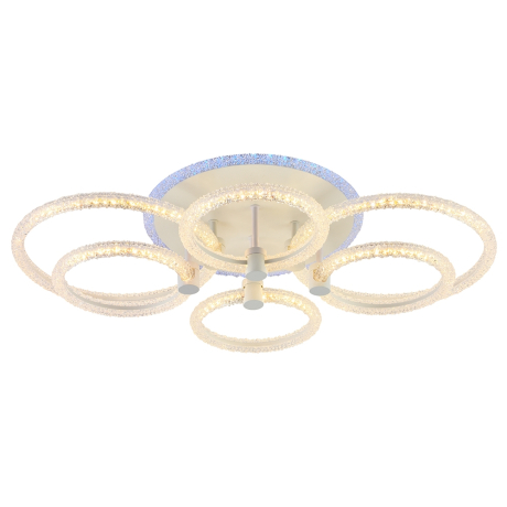 Светодиодная диммируемая люстра с ПДУ Profit Light 8024/4+2 WHT 128W+8W RGB 