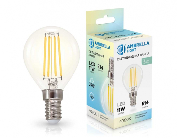 Лампа светодиодная Ambrella Light G45 E14 11Вт 4000K 451134