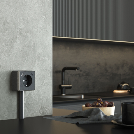 Розетка с заземлением и со шторками и USB Werkel Gallant (графит рифленый) W5071704 