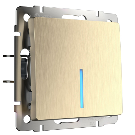 Выключатель одноклавишный с подсветкой без рамки Werkel шампань рифленый W1110110