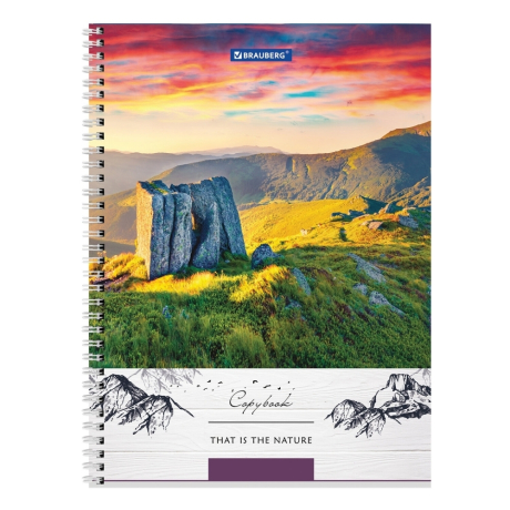 Нарушена упаковка!  <319647> Тетрадь А4, 80 л., BRAUBERG, гребень, клетка, обложка твердая, "Nature", 404054 (404054)