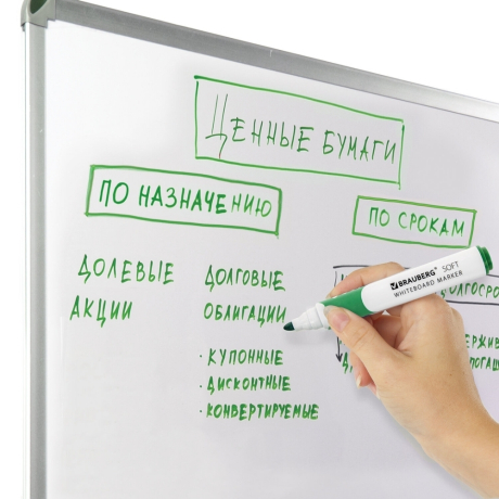 Нарушена упаковка!  <203426> Маркер стираемый для белой доски ЗЕЛЕНЫЙ, BRAUBERG "SOFT", 5 мм, резиновая вставка, 151251 (151251)