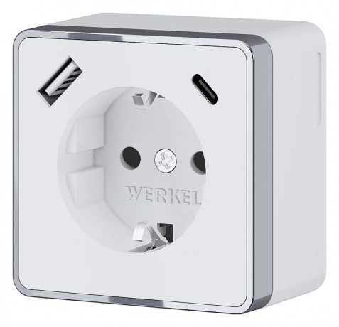Розетка с заземлением и со шторками и USB Werkel Gallant (белая) W5071701 