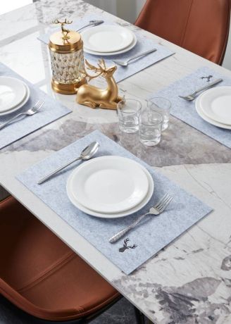 420142 Салфетка для сервировки декоративная (плейсмат) LAKANDAVA, L450, B300, H3, полиэстер, серый Eglo 