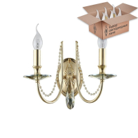 Бра Crystal Lux с лампочками VICTORIA AP2 GOLD/AMBER+Lamps E14 Свеча