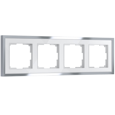 Рамка на 4 поста Werkel Baguette (белый/серебро) W0042850 