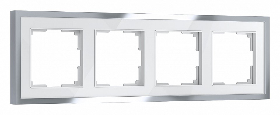 Рамка на 4 поста Werkel Baguette (белый/серебро) W0042850 