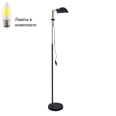 Торшер с лампочкой Arte lamp A7055PN-1BK+Lamps 