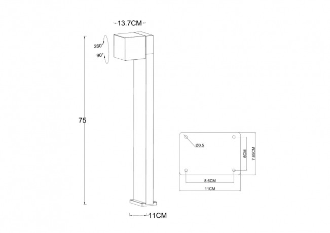 Наземный высокий светильник Arte Lamp Belgrade A5193PA-1BK