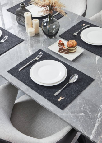 420145 Салфетка для сервировки декоративная (плейсмат) LAKANDAVA, L450, B300, H3, полиэстер, серый, золотой Eglo 
