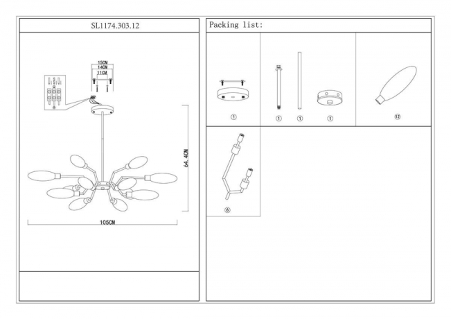 Люстра с Led лампочками в комплекте ST Luce SL1174.303.12+Lamps 