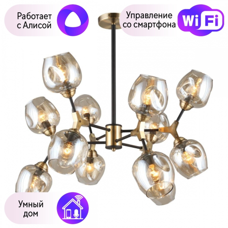 Люстра с поддержкой Алисы потолочная Omnilux OML-93407-12-A 