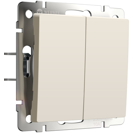 Выключатель проходной двухклавишный с самовозвратом без рамки Werkel айвори матовый W1122462 